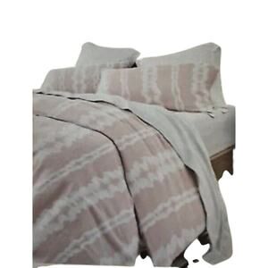 Rebecca Minkoff Tie-Dye Stripe Pink/White Twin Duvet Cover Set NWT
